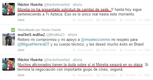 monarcas morelia venta cinepolis tv azteca hectoir huerta tw