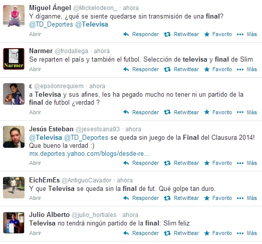 televisa se queda sin final tuits