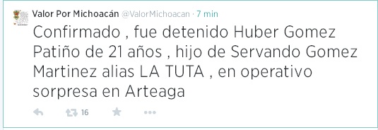 la tuta detención hijo huber tw valor x michoacán