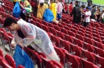 mundial aficionados japoneses basura 2