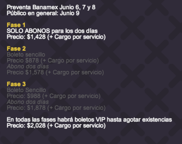 preventa precios Corona Capital 2014