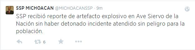 ssp informa artefacto explosivo