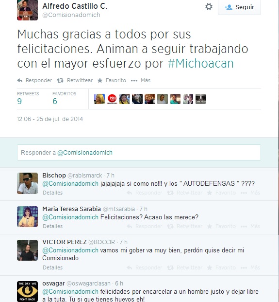 comisionado castillo agradece cumpleaños tw