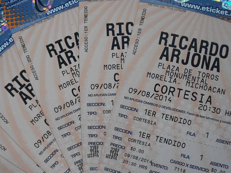 ricardo arjona tickets concierto morelia