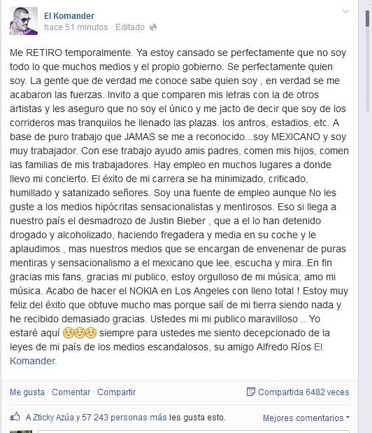 el komander post se retira