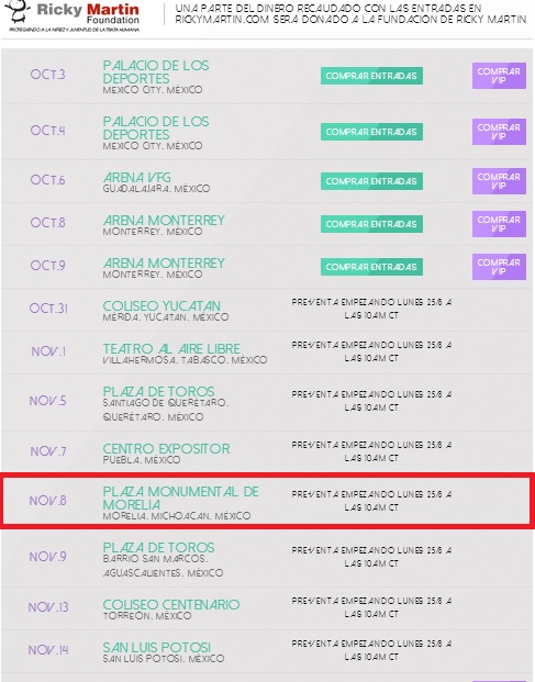 morelia ricky martin concierto cartelera