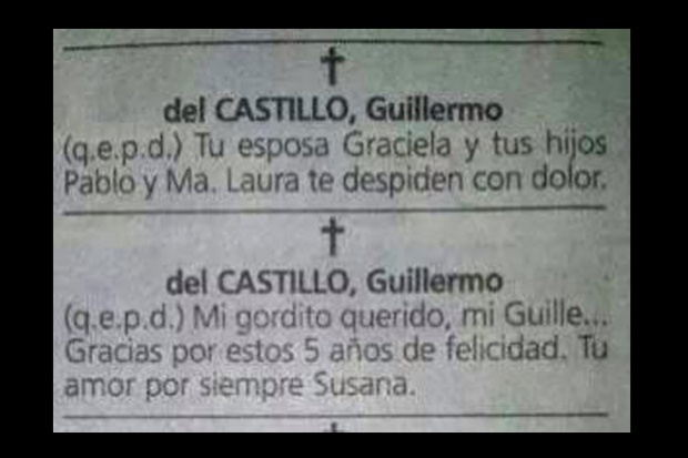 obituario doble vida