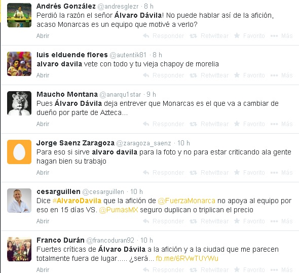 alvaro davila tuits criticas afición