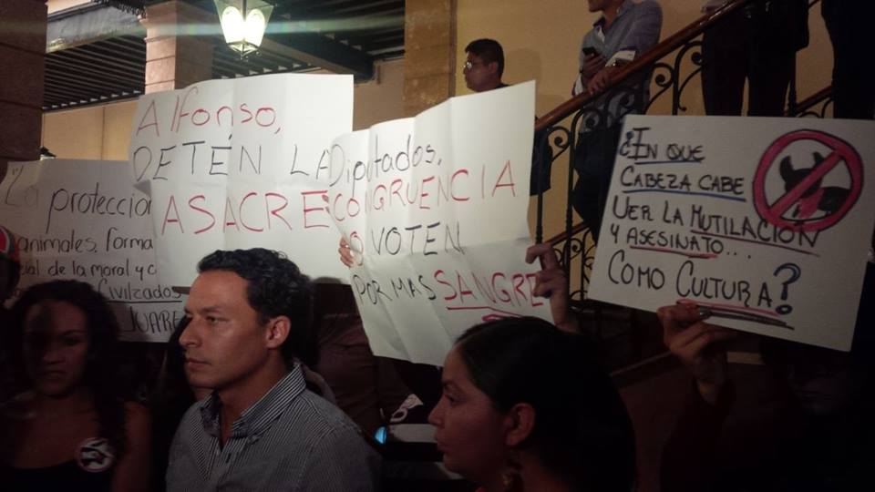 animalistas se manifiestan en el congreso