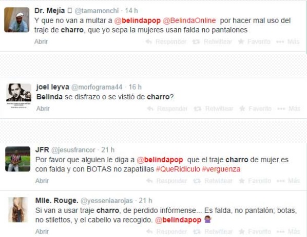 belinda traje charro tuits