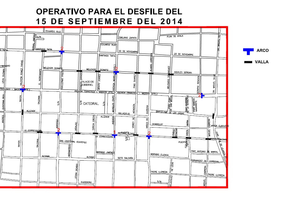 mapa cierre calles fiestas patrias Morelia