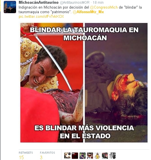 michoacan tauromaquia patrimonio protesta vs poncho tuit