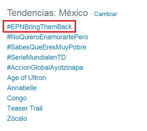#EPNBringThemBack tendencia Twitter TT