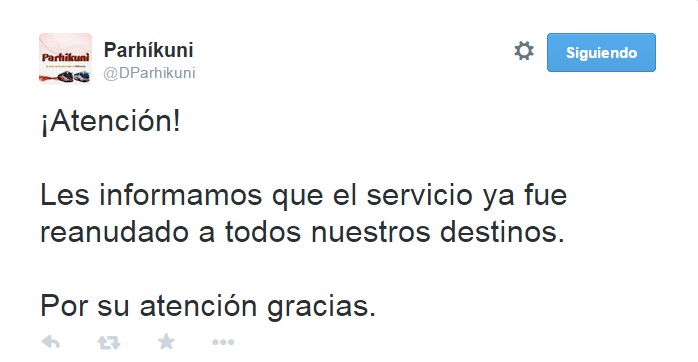 Parhikuni reanuda corridas