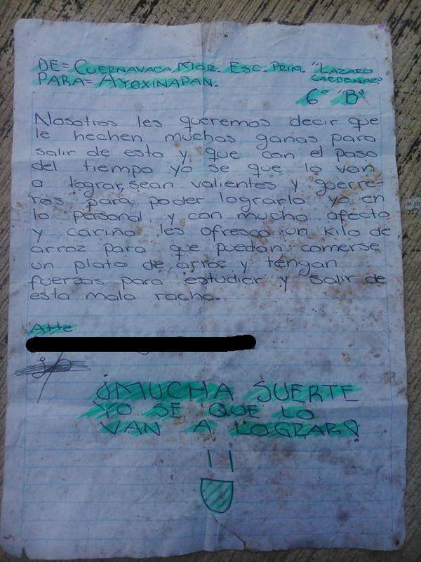 carta de niña a ayotzinapa