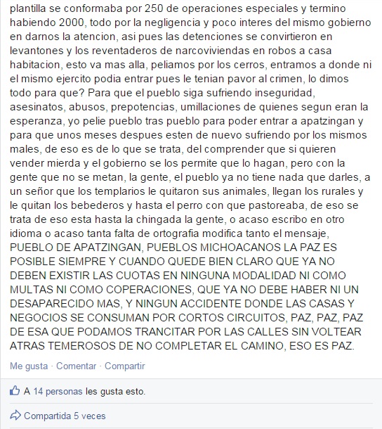 comunicado manifestación en Apatzingán 2