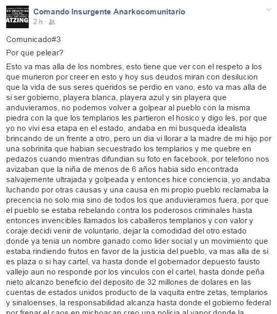 comunicado manifestación en Apatzingán