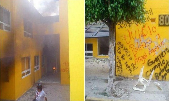 incendian maestros sede del PRD en Guerrero 2