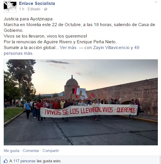 marcha en Morelia por normalistas de Guerrero