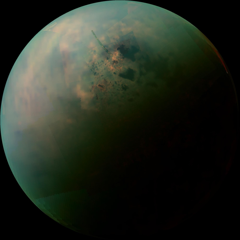 reflejo del sol en mares de titán