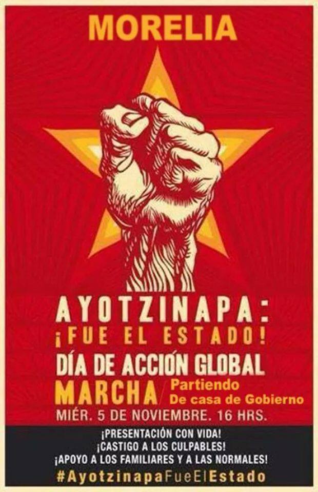 marcha en Morelia por normalistas de Ayotzinapa