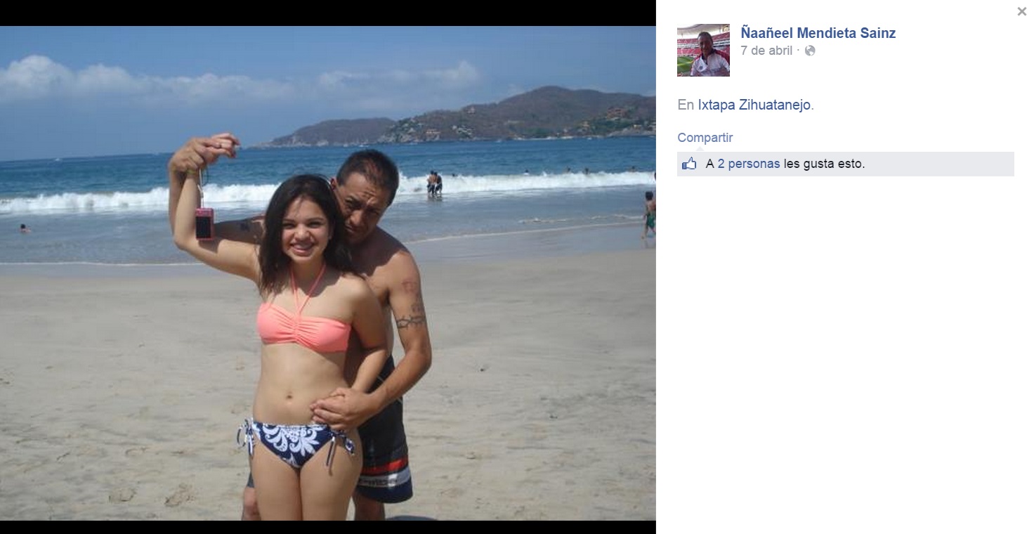 Erika Kassandra y padrastro Daniel Mendieta Sainz en la playa