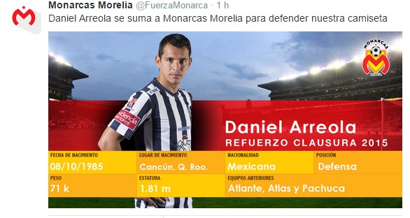 monarcas morelia refuerzo arreola