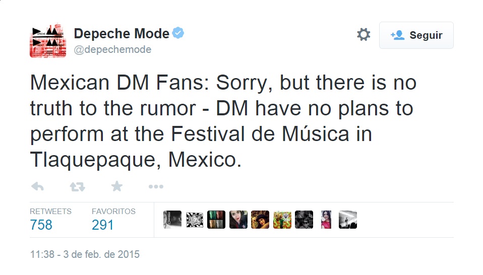 Depeche Mode desmiente participación en Tlaquepaque