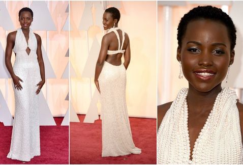 vestido de perlas Lupita Nyong'o Calvin Klein Oscar 2015