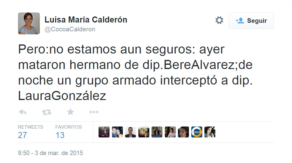 Cocoa Calderón grupo armado diputada Laura González