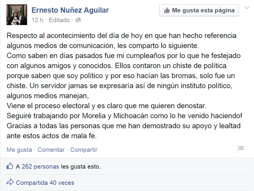 Ernesto Núñez post respuesta video mentando madres
