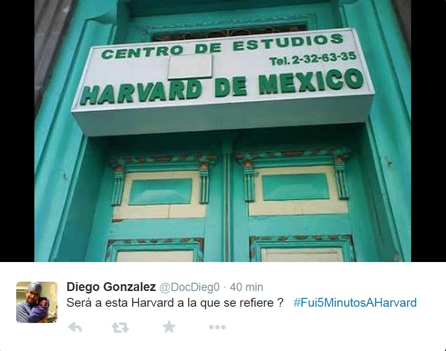 #Fui5MinutosAHarvard meme