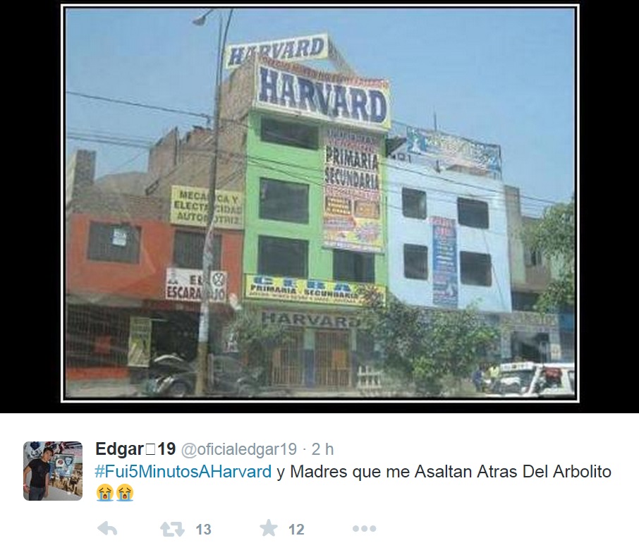 #Fui5MinutosAHarvard meme