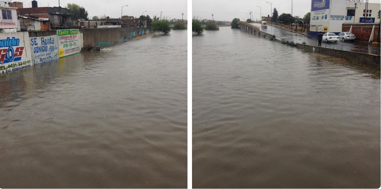 Río Grande Tres Puentes inundado Morelia