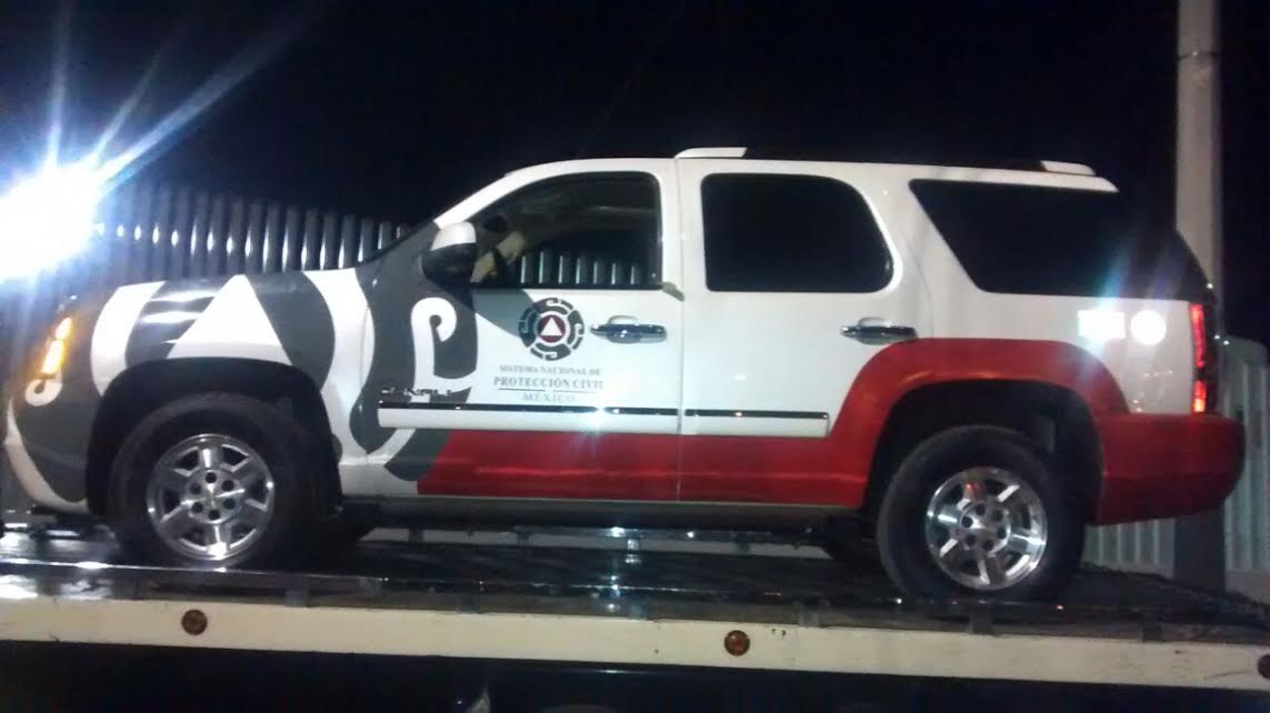 narco camioneta clonada de Protección Civil Michoacán