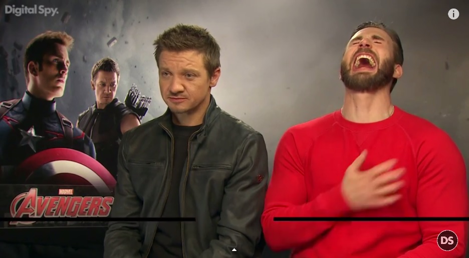 Jeremy Renner Halcón de Ojo y Chris Evans Capitán América entrevista The Avengers