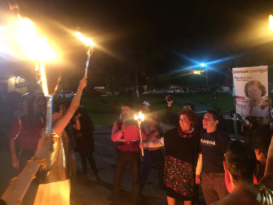 María de la Luz Núñez ceremonia fuego inicio de campaña Michoacán 5