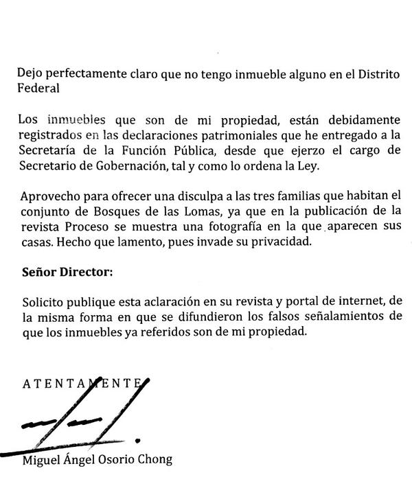 comunicado Osorio Chong casas Proceso 2