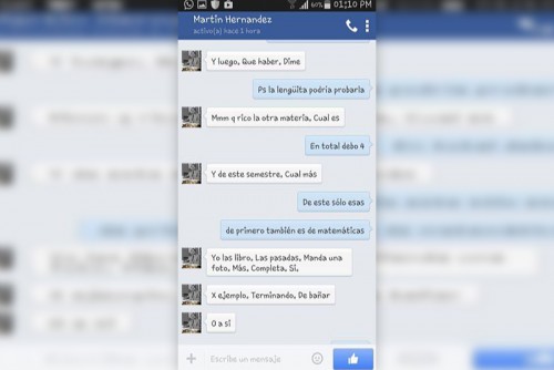 conversación Facebook directivo Prefeco Zitácuaro con alumna