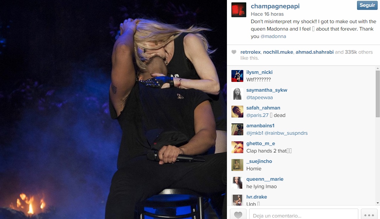 explicación Drake tras beso con Madonna