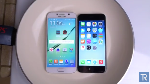 iphone 6 y galaxy s6 en agua hirviendo