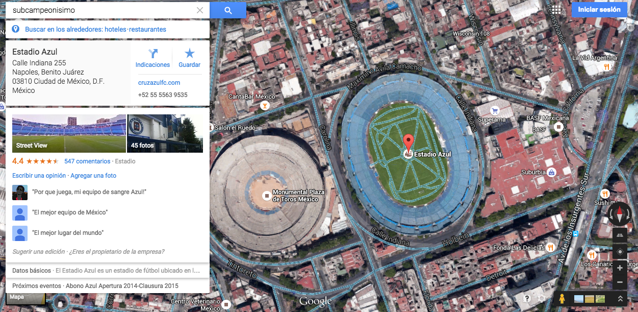 Cruz Azul-Google Maps