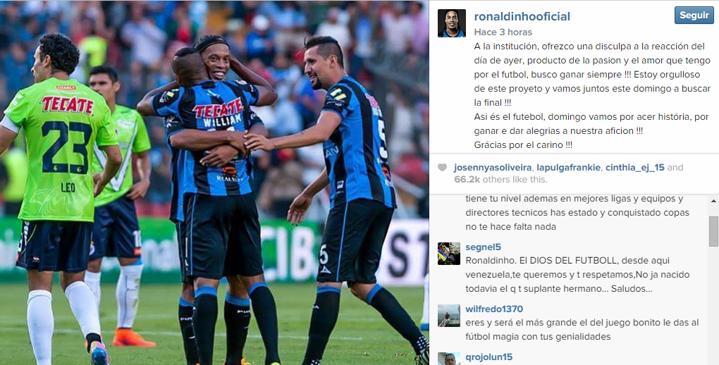 ronaldinho se disculpa