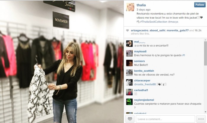 Rechazan Sus Fans A Thalía Por Presumir Chamarra De Piel De Víbora En Redes