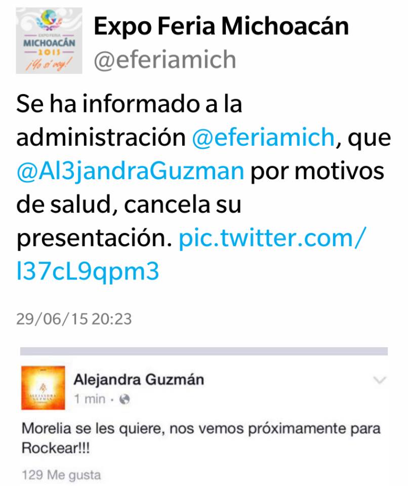 alejandra guzman cancela en la feria