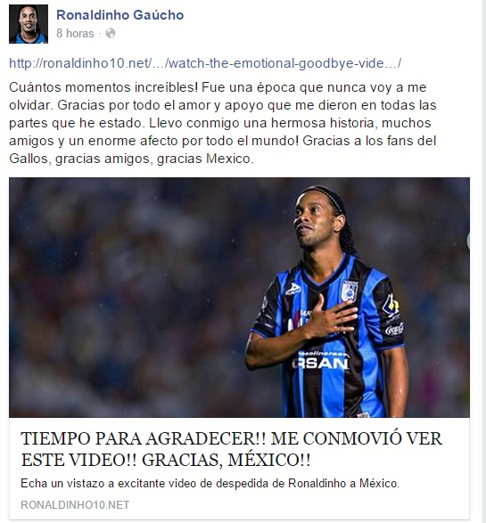 ronaldinho despedida méxico