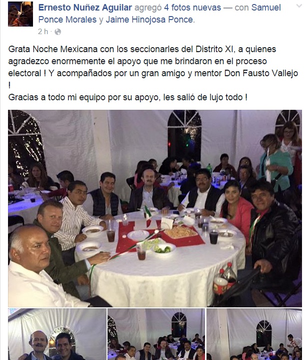 Ernesto Nuñez Facebook noche mexicana Fausto Vallejo