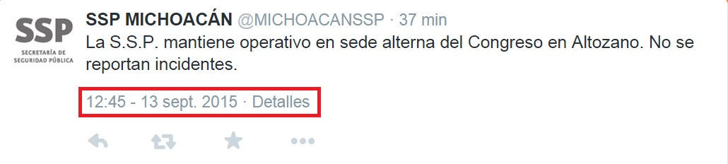 SSP Twitter sin incidentes STASPE manifestación