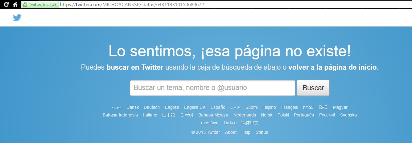 Tuit borrado SSP Michoacan