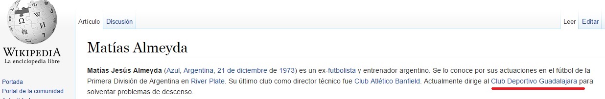 Wikipedia ya lo da por hecho: